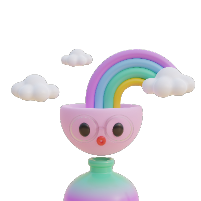 Personaje ficticio donde le sale un arcoiris de la cabeza-El bosque encantado