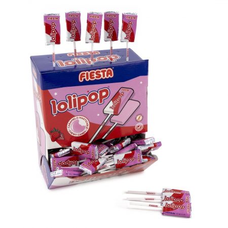 Fiesta Lolipop sabor fresa caramelo masticable