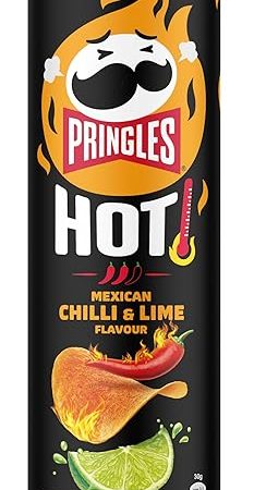Pringles Hot Mexican Chile & Lime sabor  chile y lima bote 165 gr.