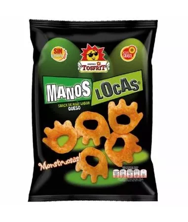 Manos Locas Tosfrit snack sabor a queso bolsa 105 gr.